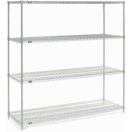 Nexel Wire Shelving, Poly-Z-Brite, 72W X 24D X 86H 24728Z